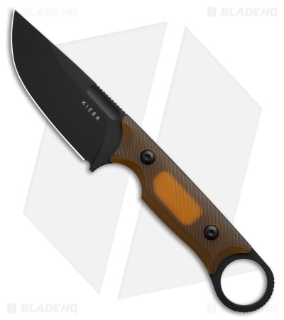 Kizer Cabox Fixed Blade Knife Honey Amber PEI (3.75" Black) 1048A6