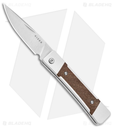 Kizer Little Grand Slip Joint Knife Aluminum/Mkuruti Wood (2.5" Satin) V2670A1