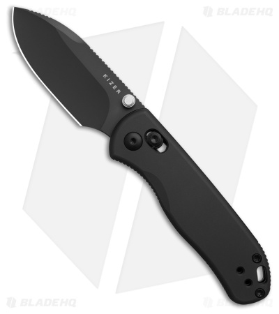 Kizer Azo Drop Bear 2 Clutch Lock Knife Gray Aluminum (3" Black)