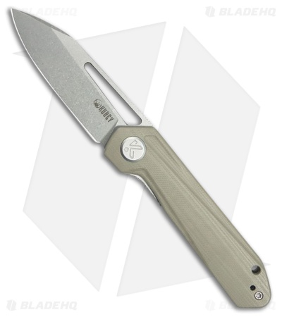 Kubey Royal Liner Lock Knife Tan G-10 (3" Stonewash 14C28N)