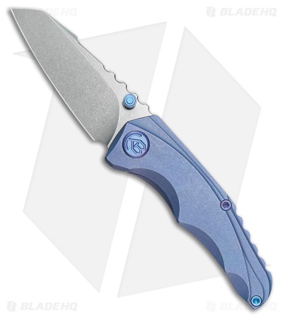 Kubey Knives Steeltle Frame Lock Knife Blue Stonewash Titanium (2.4" Stonewash)