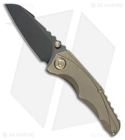 Kubey Knives Steeltle Frame Lock Knife Bronze Stonewash Titanium (2.4" Black SW)