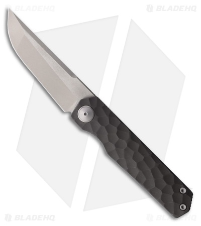 Maxace Knives Baby Raccoon Dog Frame Lock Knife Gray Sculpted Ti (3.1" Sat/SW)