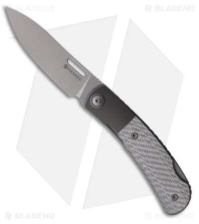 Maxace Knives Beetle 2 Lockback Knife Silver Carbon Fiber (3.5" Bead Blast)