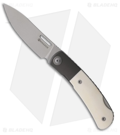 Maxace Knives Beetle 2 Lockback Knife White Bone (3.5" Bead Blast)