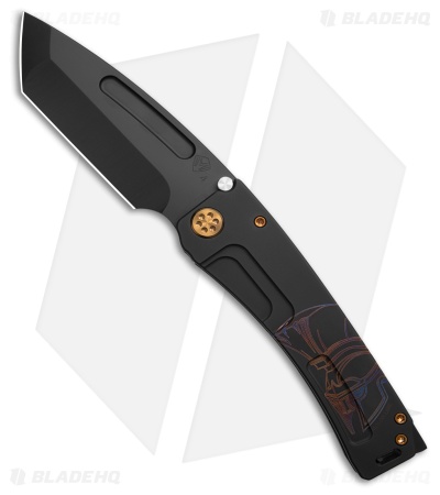 Medford Marauder Tanto Frame Lock Knife Black Ghosted Molon Labe Ti (4.2" Black)