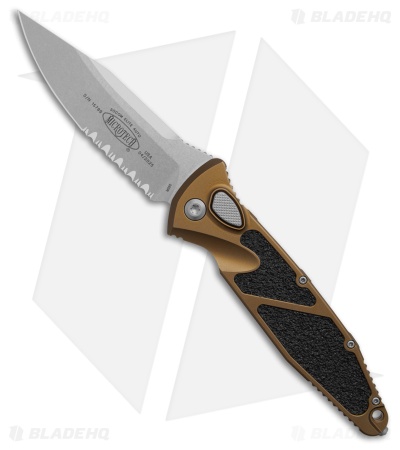 Microtech Socom Elite S/E Automatic Knife Tan (4" Stonewash Serr) 160A-11TA