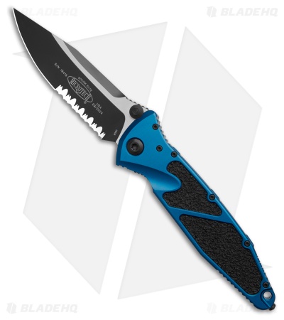 Microtech Socom Elite S/E Manual Knife Blue Aluminum (4" Black Serr) 160-2BL