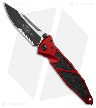 Microtech Socom Elite S/E Manual Knife Red Aluminum (4" Black Serr) 160-2RD