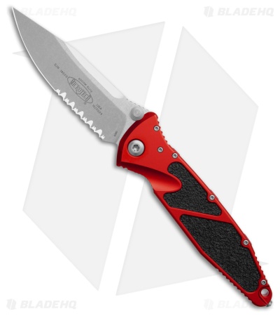 Microtech Socom Elite S/E Manual Knife Red (4" Stonewash Serr) 160-11RD