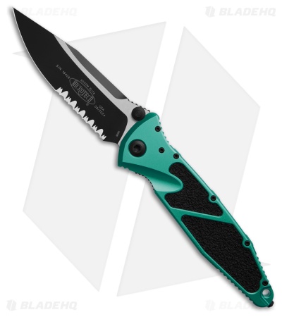 Microtech Socom Elite S/E Manual Knife Turquoise (4" Black Serr) 160-2TQ