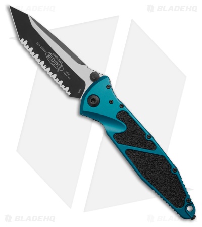 Microtech Socom Elite T/E Manual Knife Blue Aluminum (4" Black Full Serr)