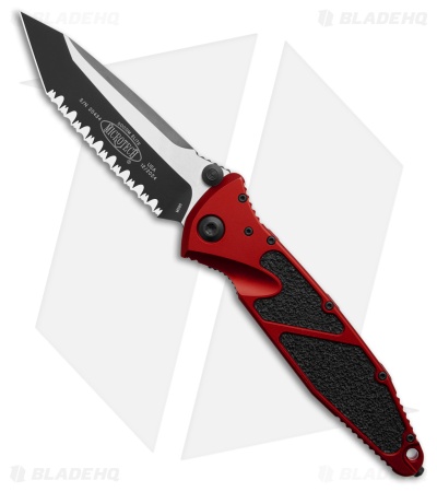 Microtech Socom Elite T/E Manual Knife Red Aluminum (4" Two-Tone Full Serr)