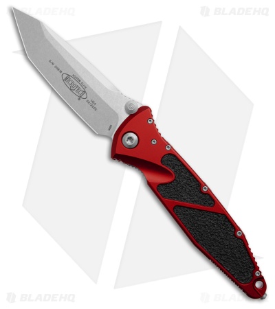Microtech Socom Elite T/E Manual Knife Red Aluminum (4" Stonewash) 161-10RD