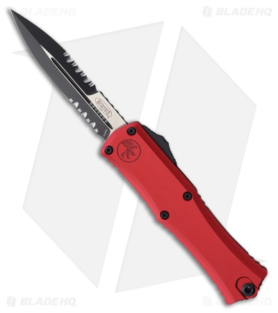 Microtech Hera II Mini OTF Automatic Knife Red Aluminum (3" Two-Tone Serr)
