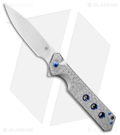 Olamic Rainmaker Spear Point Knife Jeweled Ti w/ Blue Hole Ti (4.1