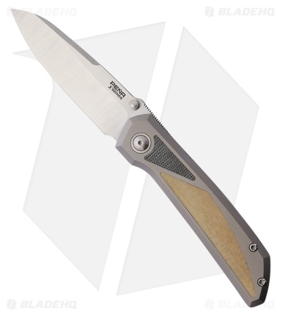 Pena Knives Mula Sheepsfoot Frame Lock Knife Ti/ White/Black Micarta (3.25" Sat)