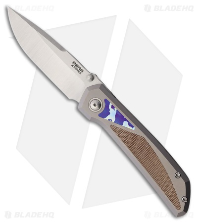 Pena Knives Mula Frame Lock Knife Brown Micarta/Mokuti Inlays (3.25" Satin)