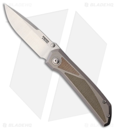Pena Knives Mula Frame Lock Knife Ti + Green/Brown Micarta Inlays (3.25" Satin)