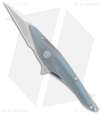 Petrified Fish Hummingbird Frame Lock Knife Blue Titanium (1.6" Satin)