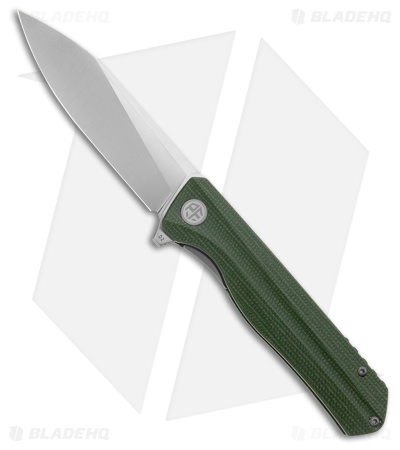 Petrified Fish Forward Liner Lock Knife Green Micarta (3.5" SW D2)