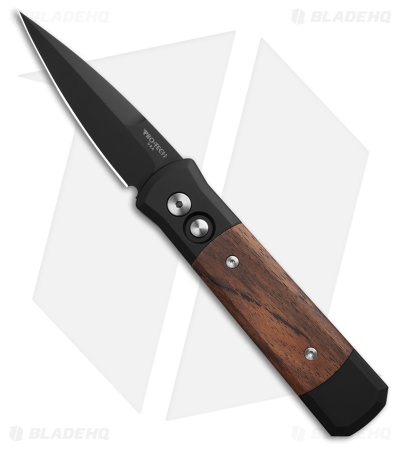 Pro-Tech Godson Automatic Knife Black Aluminum + Bocote Wood (3.15" DLC)