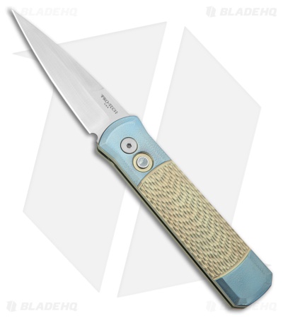 Pro-Tech Godson Custom Automatic Knife Blue + Chartreuse Titanium (3.15" Satin)