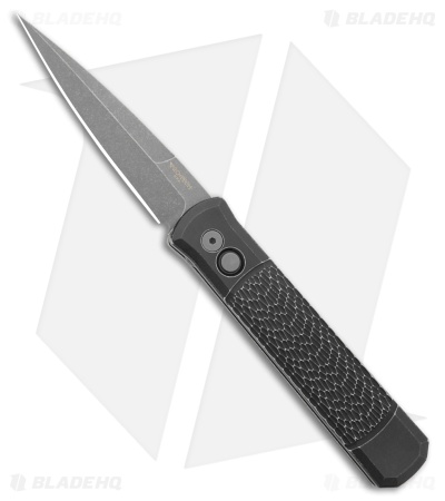 Pro-Tech Godfather Automatic Knife Black Jigged Battle Worn Aluminum (4" Acid)