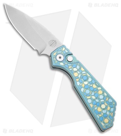Strider + Pro-Tech PT Custom Auto Knife Gridlock Texture Ti #5 (3" SW)