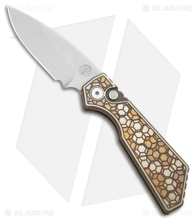 Strider + Pro-Tech PT Custom Auto Knife Gridlock Texture Ti #7 (3" SW)
