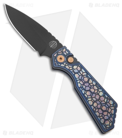 Strider + Pro-Tech PT Custom MagnaCut Auto Knife Gridlock Texture Ti #2 (3" DLC)