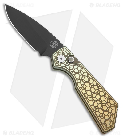 Strider + Pro-Tech PT Custom Auto Knife Gridlock Texture Ti #6 (3" DLC)