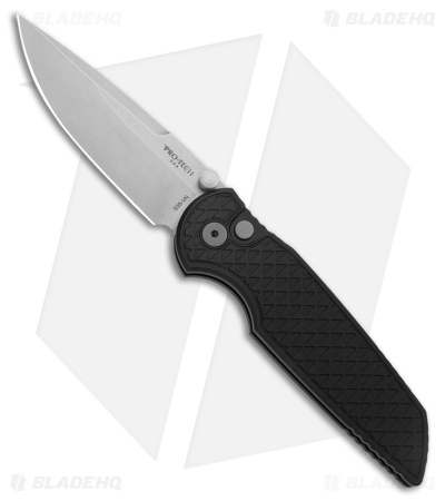 Pro-Tech TR-3 Integrity Button Lock Knife Relic Textured Black Al (3.5" SW)