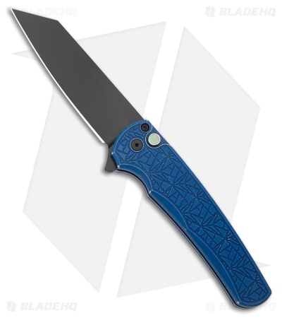 Pro-Tech Malibu Reverse Tanto Button Lock Knife Battleworn Blue Nexus (3.3" DLC)