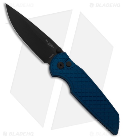 Pro-Tech TR-3 Integrity Button Lock Knife Blue Relic Aluminum (3.5" Black)
