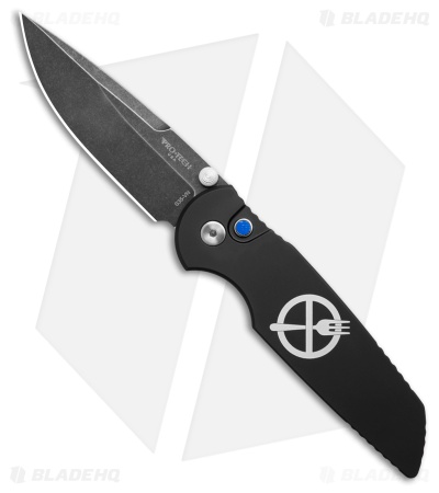 Pro-Tech TR-3 Integrity Zero Forks Button Lock Knife Black Al (3.5" Black SW)