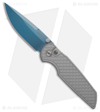 Pro-Tech TR-3 Integrity Button Lock Knife Battleworn Gray Relic (3.5" Sapphire)