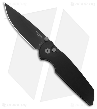 Pro-Tech TR-3 Integrity Button Lock Knife Black Aluminum (3.5" DLC)