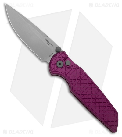 Pro-Tech TR-3 Integrity Button Lock Knife Purple Relic Aluminum (3.5" SW)