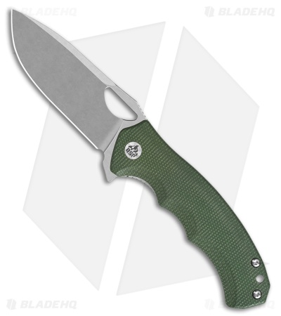 QSP Gorilla Liner Lock Knife Green Micarta (3.4" Stonewash)