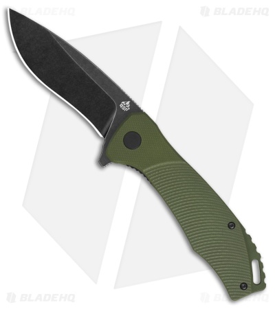 QSP Knife Raven Liner Lock Knife Green G-10 (3.4" Black Stonewash)