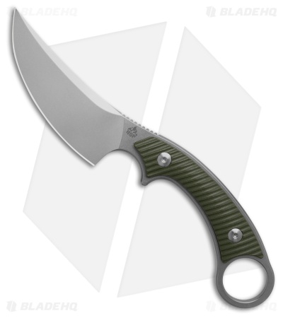 QSP Viper Fixed Blade Knife OD Green G-10 (4" Stonewash)