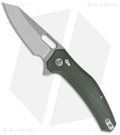 QSP Emu Glyde Lock Knife Green Micarta (3.25" Stonewash) QS164-B1