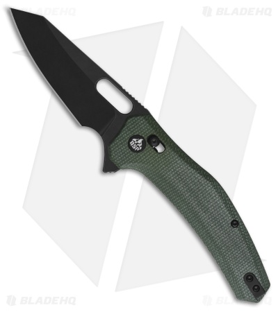 QSP Emu Glyde Lock Knife Green Micarta (3.25" Black) QS164-B2