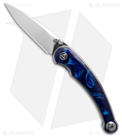 QSP Dolphin Liner Lock Knife Blue Resin (3.2" Mirror Polish)