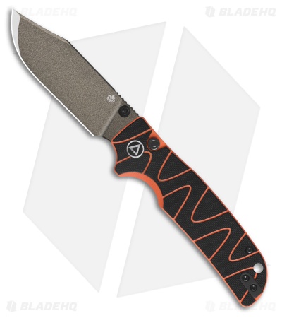 QSP Kali Button Lock Knife Black/Orange G-10 (3.25" Champagne)