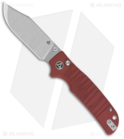 QSP Kali Button Lock Knife Dark Red G-10 (3.25" Stonewash)