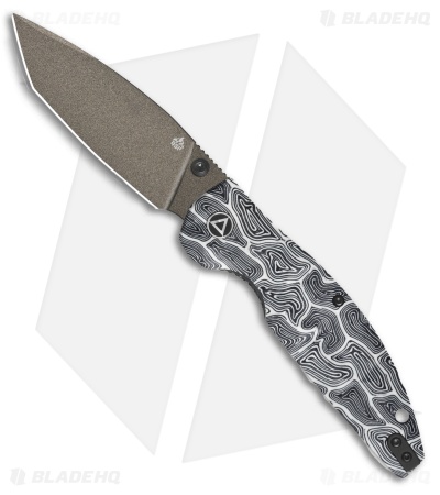 QSP Turtle Punk Liner Lock Knife Black/White G-10 (3.5" Champagne)