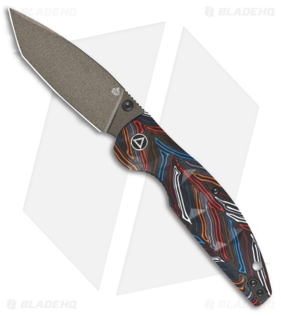 QSP Turtle Punk Liner Lock Knife Black/Blue/Red/White G-10 (3.5" Champagne)