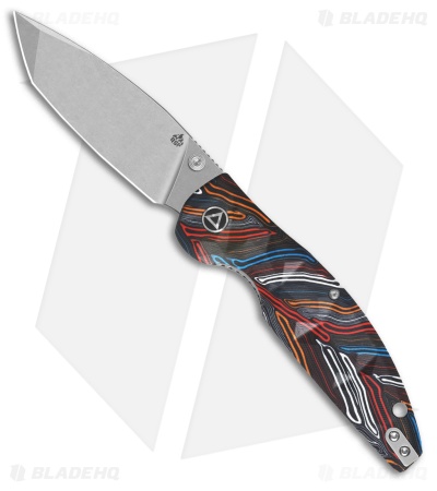 QSP Turtle Punk Liner Lock Knife Black/Blue/Red/White G-10 (3.5" Stonewash)